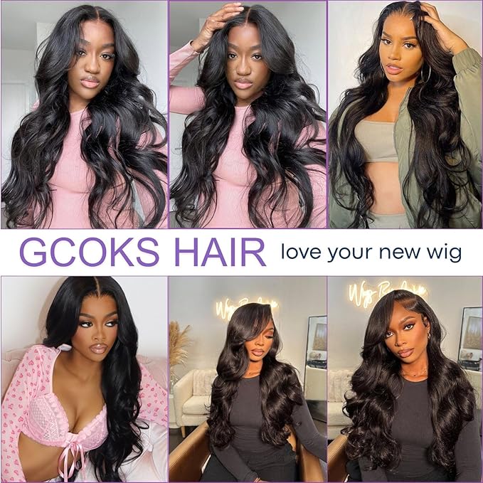 34 inch Lace Front Wigs Human Hair Body Wave 180 Density Human Hair Wigs for Black Women Pre Plucked 13x4 HD Lace Frontal Wig Glueless Natural Black