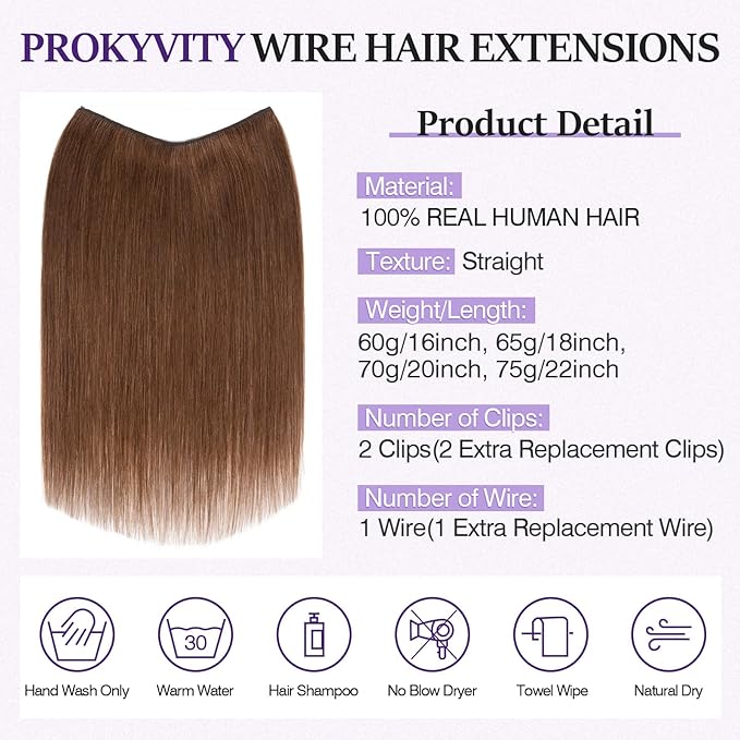 Halo Hair Extensions Real Human Hair,Halo Hair Extension 100% Human Hair, Wire Hair Extensions,Straight 04 Medium Brown 22 inch/75g
