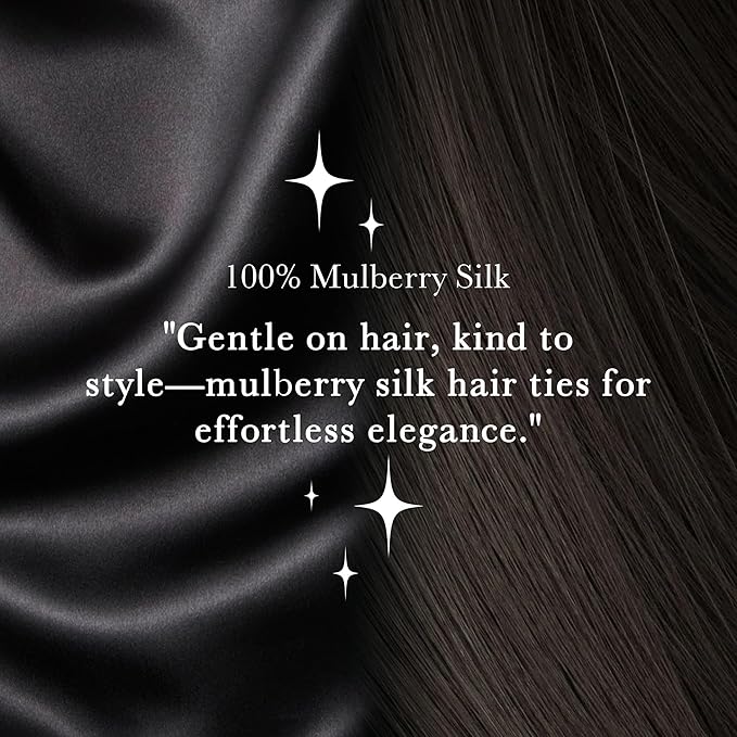 Mulberry Silk Hair Scrunchies – 8 Pack Soft & Smooth Pure Skinny Silk Scrunchies, Hair Ties for Women Girls, Elastic Ponytail Holders No Damage