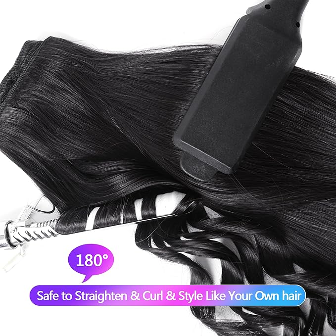 Clip in Hair Extensions Real Human Hair, 16 Inch 90g, 1B Natural Black, Invisible Seamless Straight Remy Human Hair Clip in Extensions for Women 8pcs Per Set with Double Weft
