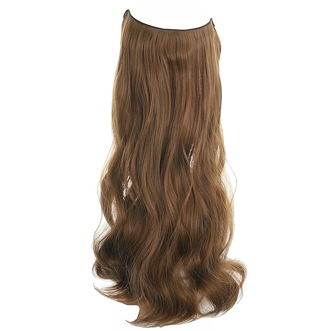 Invisible Wire Hair Extensions Transparent Wire Adjustable Size 4 Secure Clips Long Wavy Curly Secret Hairpiece 24 Inch for Women