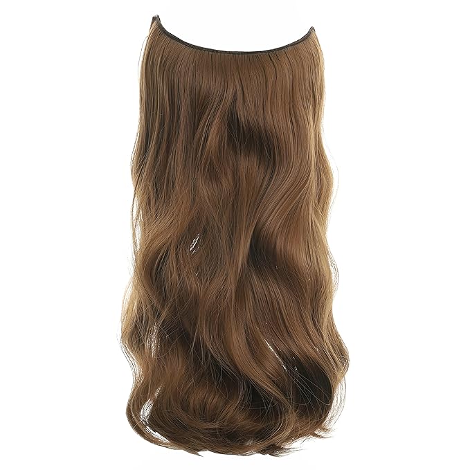 Invisible Wire Hair Extensions Transparent Wire Adjustable Size 4 Secure Clips Long Wavy Curly Secret Hairpiece 18 Inch for Women