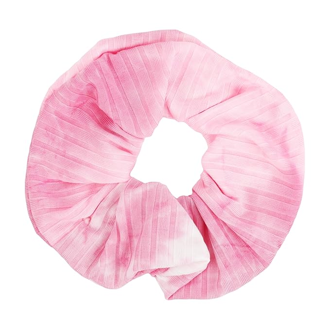 Pink Ribbed Tie Dye Scrunchy