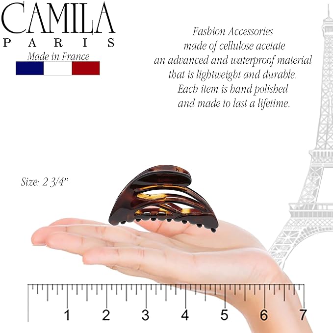 Camila Paris CP2297 French Hair Clip for Women, Small Dolphin Tortoise Shell, Girls Hair Claw Clips Jaw Fashion Durable and Styling Hair Accessories for Women, Strong Hold No Slip Grip Made in France