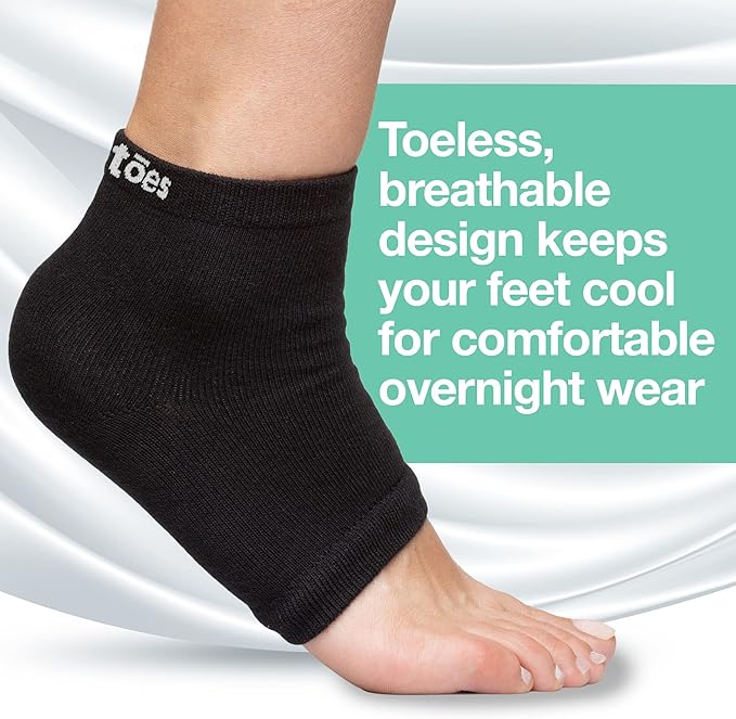 ZenToes Moisturizing Socks for Cracked Heel Treatment, Vitamin E, Olive Oil and Jojoba Oil Heel Socks, Stocking Stuffers for Women, Spa Self Care Gifts for Women (Cotton Black, Wide Width)