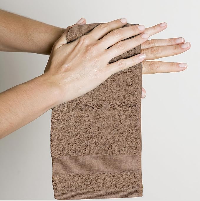 Premium Wash Cloths Pack of 12 (13" x 13") 100% Ring Spun Cotton | Luxury Washcloths | Ultra Soft Face Towels | Highly Absorbent Wash Cloths for face (Taupe)