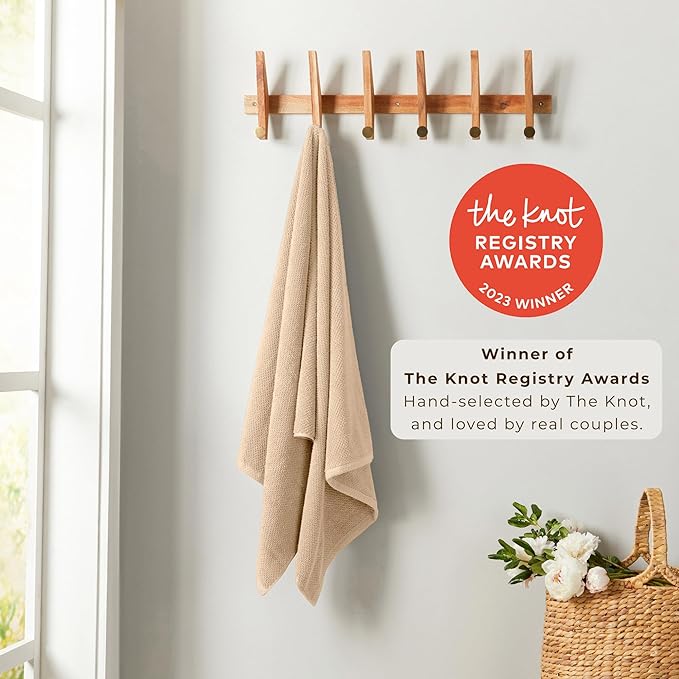 Great Bay Home 100% Cotton 12-Pack 13x13 Wash Cloth - Absorbent, Quick-Drying, Durable Face Towels for Bathroom Decor - Low-Twist, Two-Ply Fibers (Taupe)