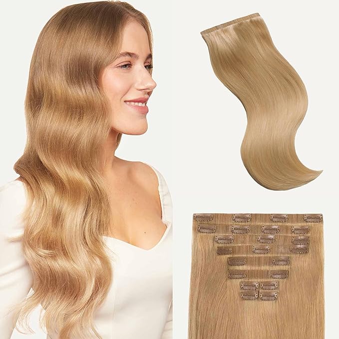 Luxy 100% Remy Human Hair - Seamless Clip-In Hair Extensions - Multi-Dimensional Color for Natural Blending, Adds Volume & Length 180 grams 20" Dirty Blonde Seamless