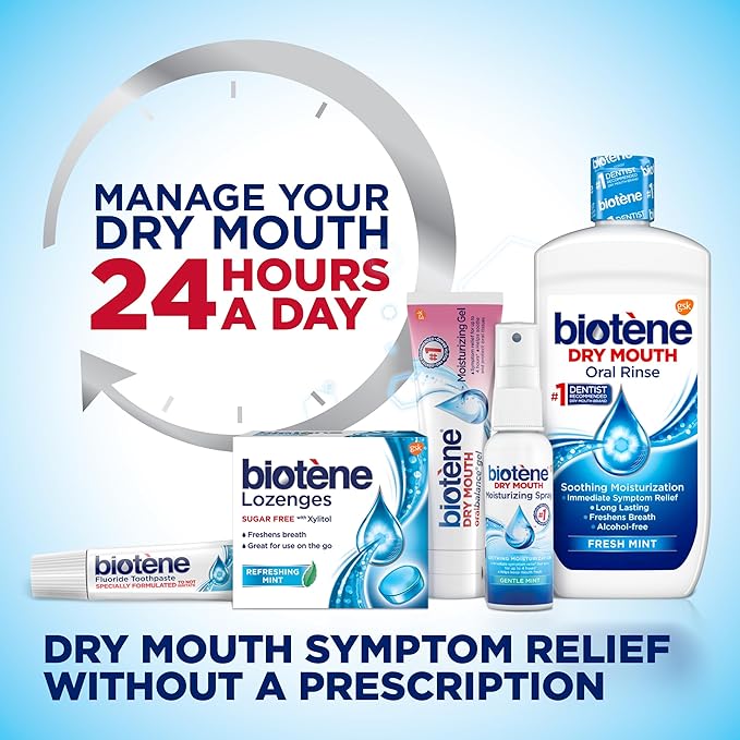 biotène Oral Rinse Mouthwash for Dry Mouth, Breath Freshener and Dry Mouth Treatment, Fresh Mint, 16 fl oz