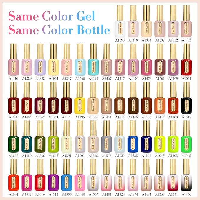 Double Rhythm 0.50 OZ Gel Polish Hema Free Same Color Same Bottle Golden Round Translucent Neutral Natural Milky 15 ML Jelly UV Polish Art DIY at Home (Cream-C1034)