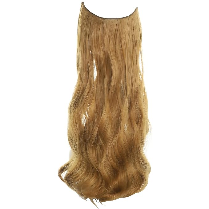 Invisible Wire Hair Extensions Transparent Wire Adjustable Size 4 Secure Clips Long Wavy Curly Secret Hairpiece 24 Inch for Women
