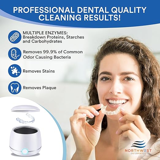 NORTHWEST ENTERPRISES Ultrasonic Retainer Cleaner Solution Concentrate - Denture Cleaner for Ultrasonic Machines - Cleans Mouthguards, Invisalign and Nightguards - Odor, Stain & Discoloration Remover