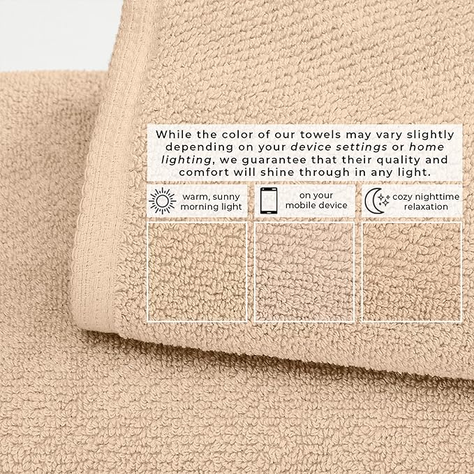 Great Bay Home 100% Cotton 6 Pack 26x16 Hand Towel Set - Absorbent, Quick-Drying, Durable Towels for Bathroom Decor - Low-Twist, Two-Ply Fibers (Taupe)