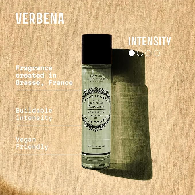 Panier des Sens - Verbena Eau de Toilette 1.7 Floz - Fresh & Lemony Fragrance - Daily Light Perfume for Women - Parfum Crafted in Grasse, France - Gifts for Her - Elegant Packaging