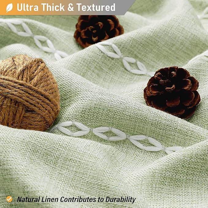 BTTN Boho Farmhouse Shower Curtain - Linen Rustic Heavy Duty Striped Fabric Shower Curtain Set, Bohemian Vintage Country Cloth Shower Curtains for Bathroom, Sage Green, 54" W x 78" L (Pack of 1)