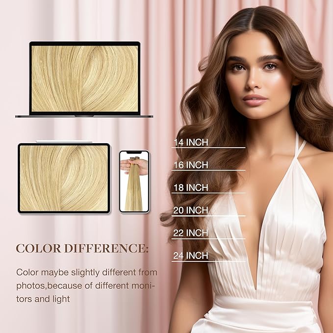GOO GOO I Tip Hair Extensions Real Human Hair, 18inch 50g, Cold Fusion I Tip Hair Extensions, 18AT60A Pearl Ash Blonde Highlights