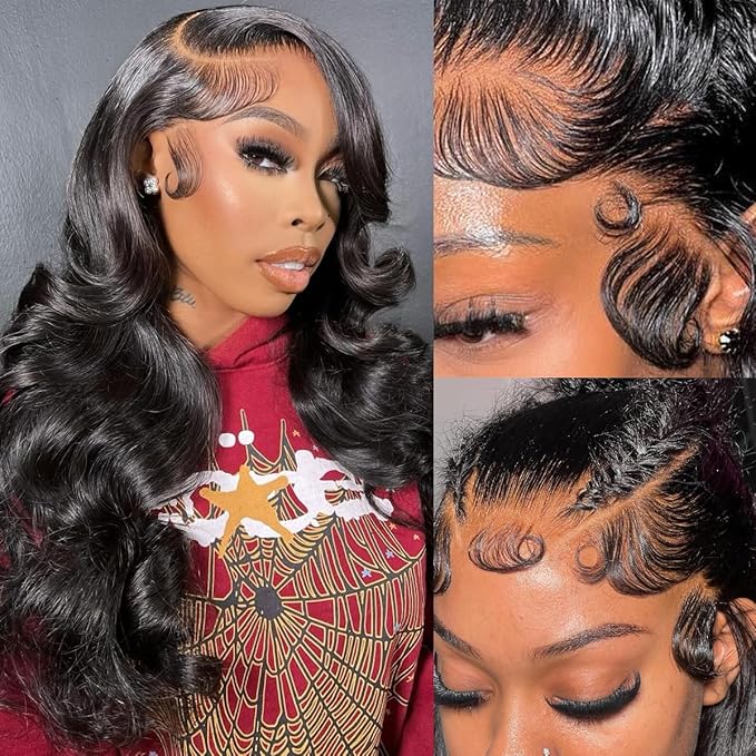 200 Density Body Wave Lace Front Wigs Human Hair 13x4 HD Lace Front Wigs Human Hair Pre Plucked Glueless Frontal Body Wave Wig for Women 32 Inch