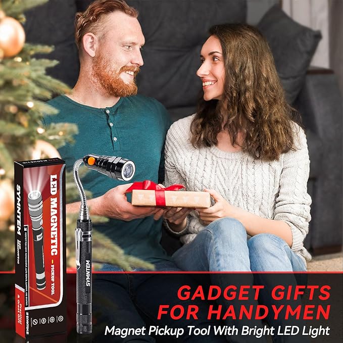 Gifts for Dad, Magnetic Pickup Tool, Telescoping Magnet Pickup Tool with 3 LED Flashlight, Christmas Gifts Stocking Stuffers for Men, Cool Gadget Gifts for Men, Black