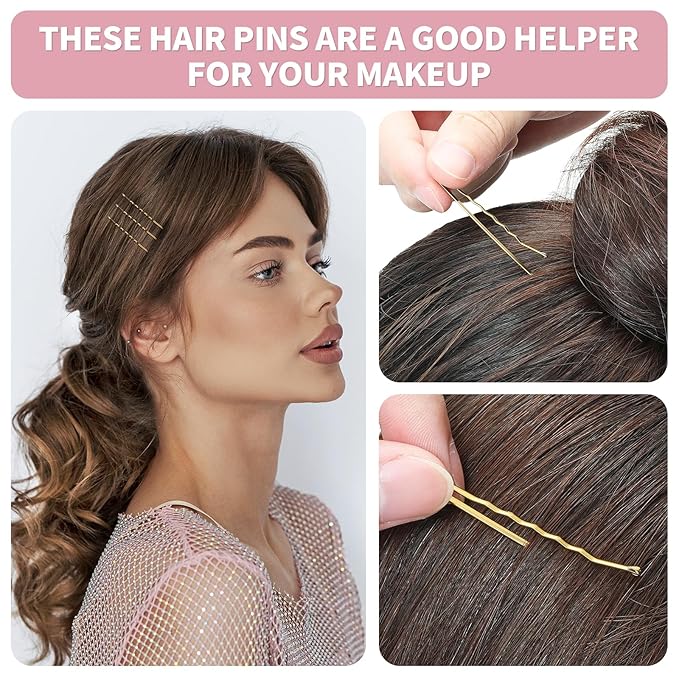 Bobby Pins, Hair Pins 2 Inch 60PCS Crimped Hair Grips for Kids, Girls, and Women, Secure and Easy for All Hair Types, With Ball Tips Design. Hair Accessories for Daily Use (Blonde)