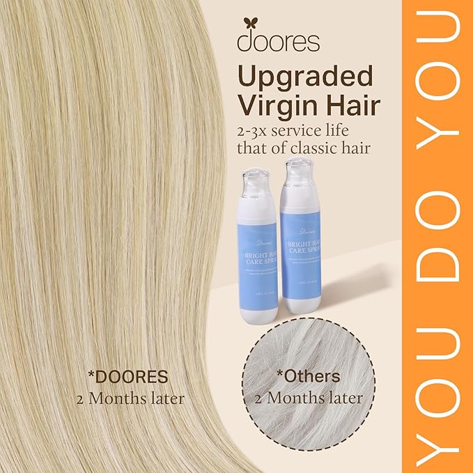 DOORES Microlinks Remy Hair Extensions, Dark Blonde Highlighted Bleach Blonde 16 Inch 50g/50s, Straight Real Human Hair Extensions, Bead Hair Extensions