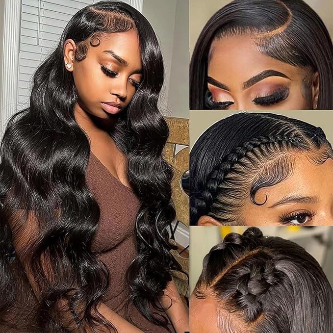 Body Wave Lace Front Wigs Human Hair 200% Density 13x4 HD Transparent Full Lace Frontal Wigs Human Hair 12A Body Wave Glueless Frontal Wigs Human Hair Pre Plucked for Black Women (20 Inch)
