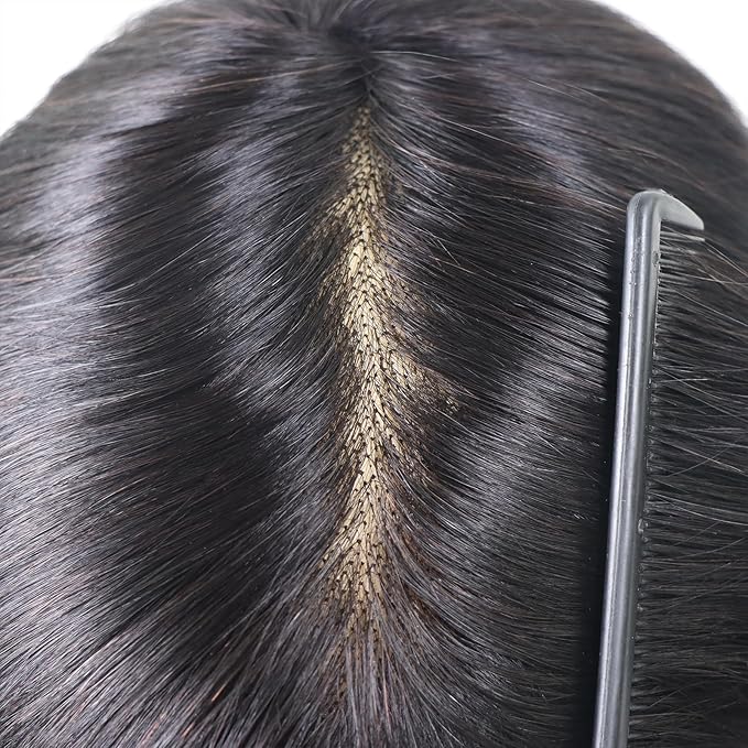 6x8 7x9 Hair Men’s Toupee Mono Lace PU Hairpiece Replacement Capillary Prosthesis System 100% Human Hair Breathable Durable Males Wig Natural Black (OCT, 6X8)