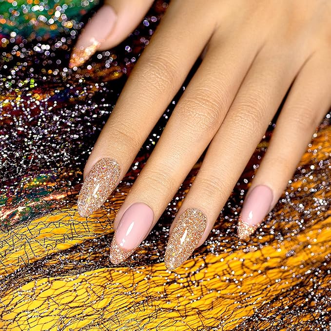 RARJSM Reflective Glitter Gel Polish Orange Sparkling Glitter Iridescent Shimmer Gel Polish Sparkle Glitters Gel Holographic Gelpolish Soak off Nail Art Manicure for Salon DIY at Home