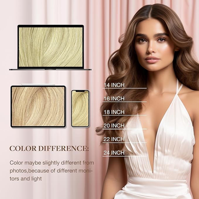 GOO GOO I Tip Hair Extensions, Real Human Hair, 16inch 100g 200S, Cold Fusion, Invisible Remy, Natural Blonde Balayage