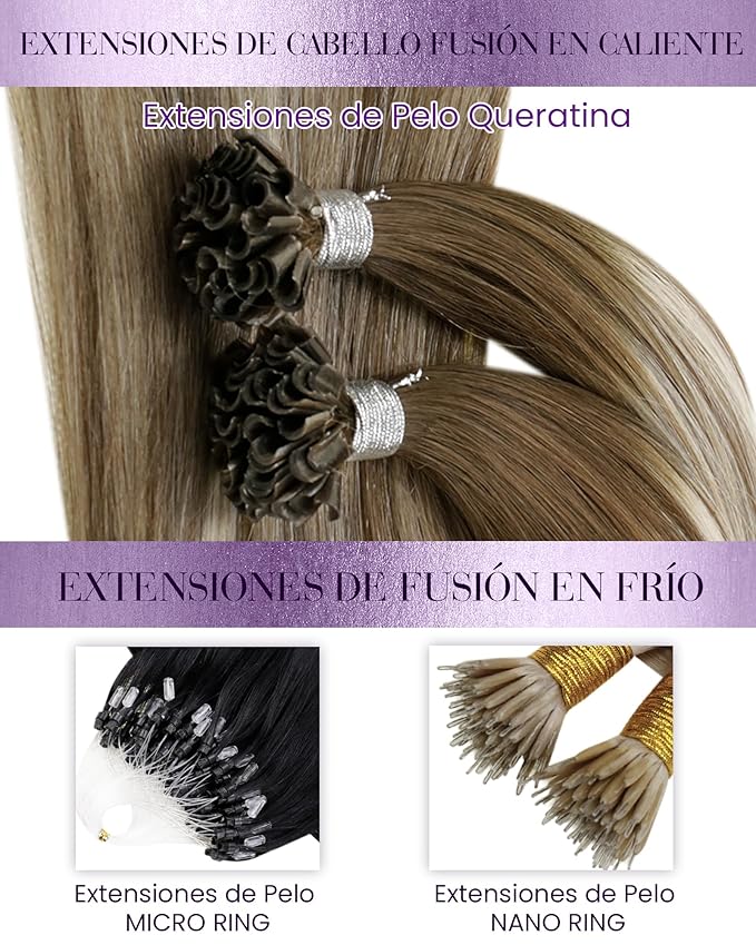 LaaVoo U Tip Hair Extensions Human Hair Balayage Ktip Human Hair Extensions Balayage Light Brown Mix Blonde 50g 1g/s 22 Inch