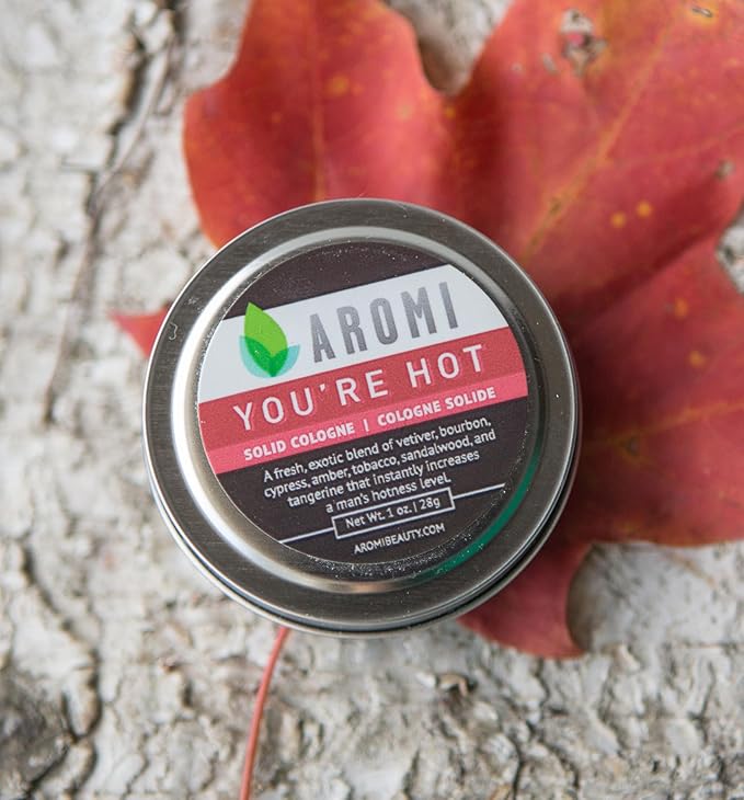 Aromi Solid Cologne | Fresh, Woodsy Fragrance, Vegan, Cruelty-free, Wax, Vetiver, Sandalwood, and Amber Scent, Men's Gift, Travel (You're Hot)