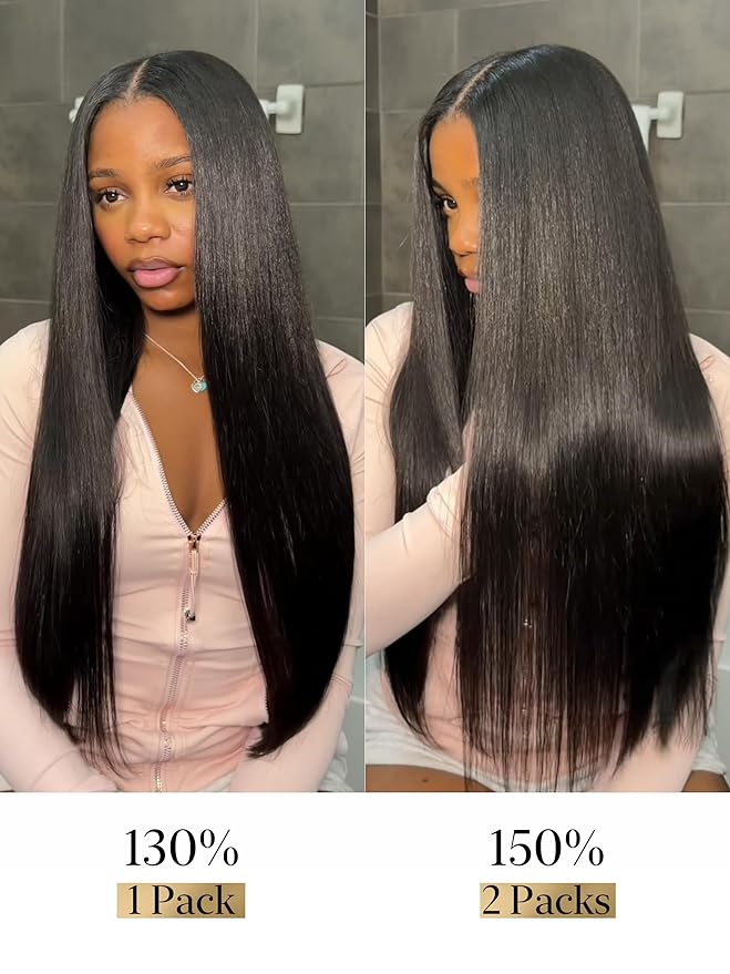 LUVME 0.59mm Zero Trace Invisible Clip in Hair Extensions, Yaki Straight 2 Pack 6 Pcs 100g 22 Inch, 100% Real Human Hair Clip Ins, Seamless Invisible Length for Office, Brunch & Nights Out