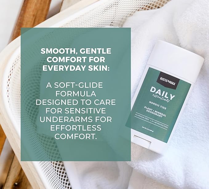 Rustic MAKA Plant + Mineral Deodorant - Nordic Tide | Strong Odor Control | No Added Aluminum, No Added Parabens, No Added Baking Soda | Long-Lasting Protection for Men and Women