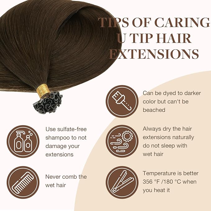 GOO GOO U Tip Hair Extensions, Real Human Hair, 22inch 50g 50S, Hot Fusion, Invisible Remy, 4A Chocolate Brown