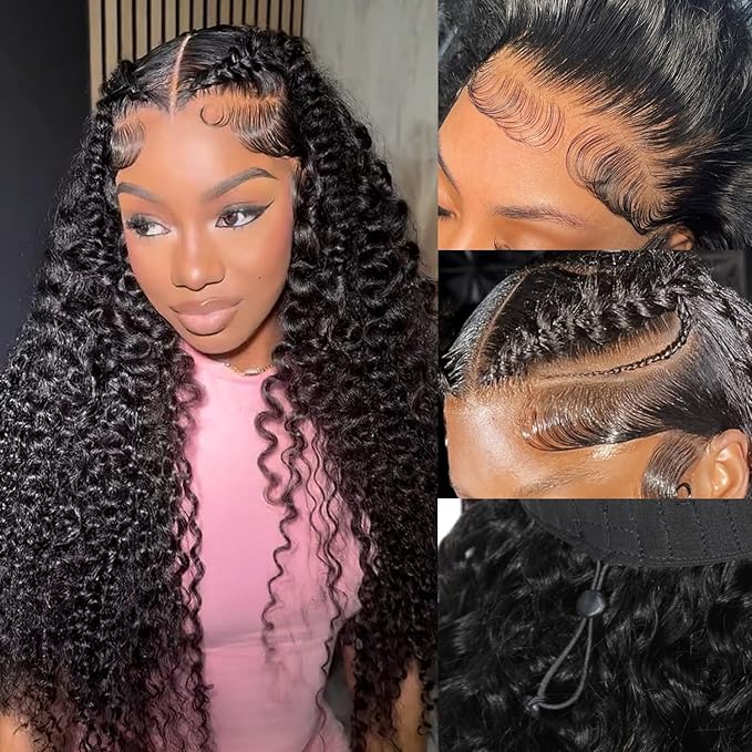 26 Inch Water Wave Lace Front Wigs Human Hair Pull Go 13x6 HD Transparent Lace Frontal Glueless human Hair Wigs 200% Drawstring Wigs With BabyHair Wet And Wave Human hair Wig For Black Women
