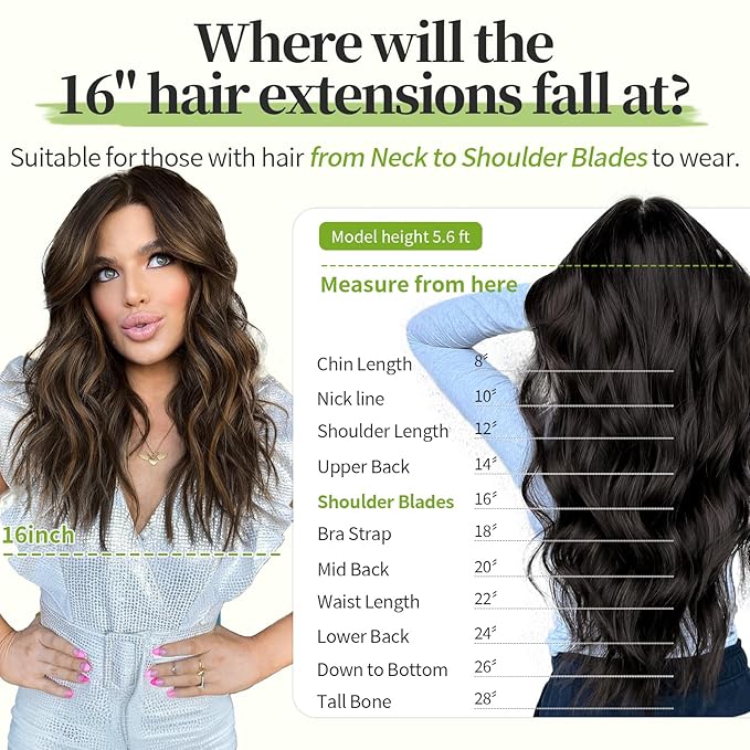 KooKaStyle Invisible Wire Hair Extensions with Transparent Wire Headband Adjustable Size 4 Secure Clips H2/426#Balayage Dark Brown with Chestnut Long Wavy Hairpiece 16 Inch for Women