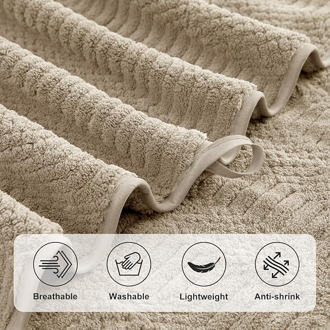 8 Piece Bath Towel Set-2 Oversized Bath Sheets(35"x70"),2 Hand Towels,4 Washcloths-Extra Large Microfiber Towel Sets,Less Lint Highly Absorbent & Quick Dry Bath Towels for Bathroom Gym Pool,Camel
