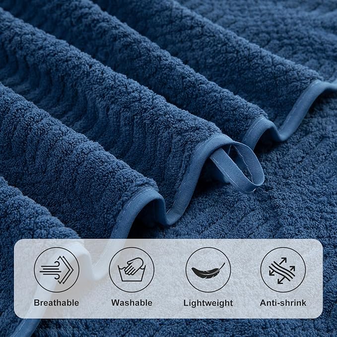 Ycosy 4 Pack Extra Large Microfiber Bath Towels Set,35x70 inches,600GSM,Less Lint Highly Absorbent Super Soft & Quick Dry,Oversized Bath Towels,Perfect for Bathroom Gym Pool,Navy