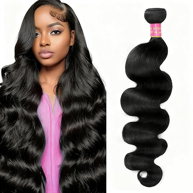 28 Inch Human Hair Bundles Body Wave Quick 1 Bundle for Women 12A 100% Unprocessed Brazilian Virgin Weave Wavy Human Hair Bundles Natural Black