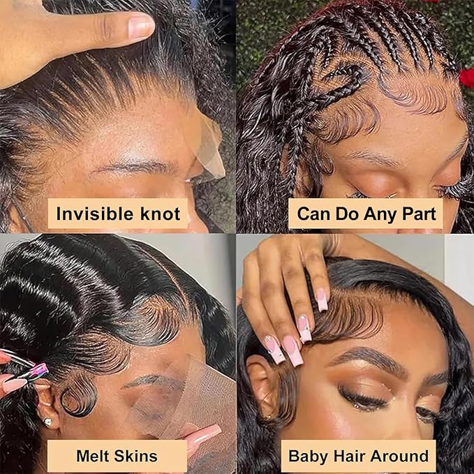 30 Inch Loose Wave Lace Front Wigs Human Hair 200% Density 13x4 HD Full Lace Frontal Wigs Human Hair 12A Loose Deep Wave Glueless Wigs Human Hair Pre Plucked for Black Women 3X Longer Lifespan