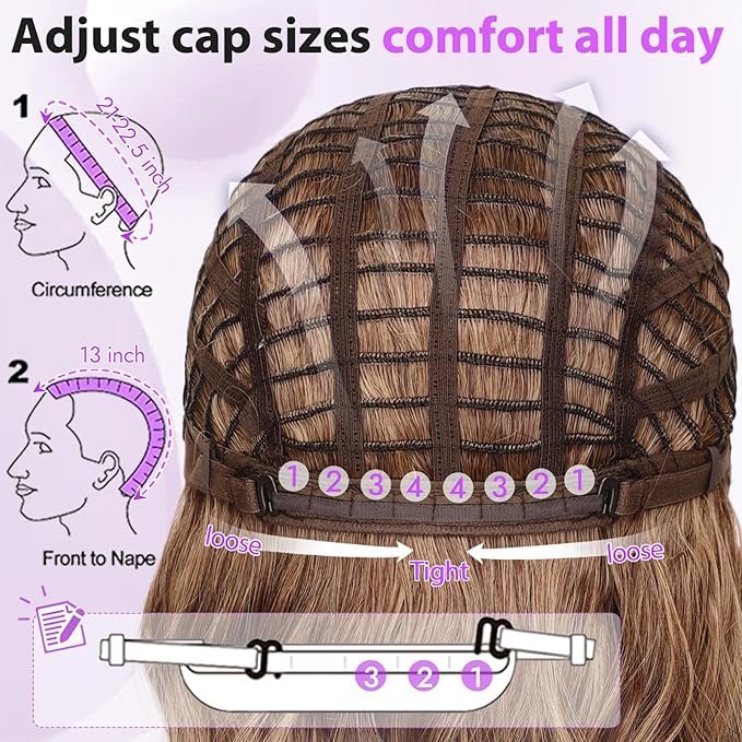 Ombre Honey Blonde Short Wavy Wig for Women Lace Hairline Bob Style Synthetic Heat Resistant - Natural Appearance for Everyday Hairstyle 14 Inch
