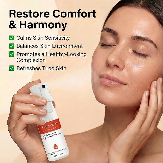 Hypochlorous Acid Spray 200ml | HOCl Face & Skin Cleanser | Facial Mist, Acne & Eczema Relief, Tattoo & Piercing Aftercare | Eyelid & Lash Cleanser (6.4 Fl Oz (Pack of 1))