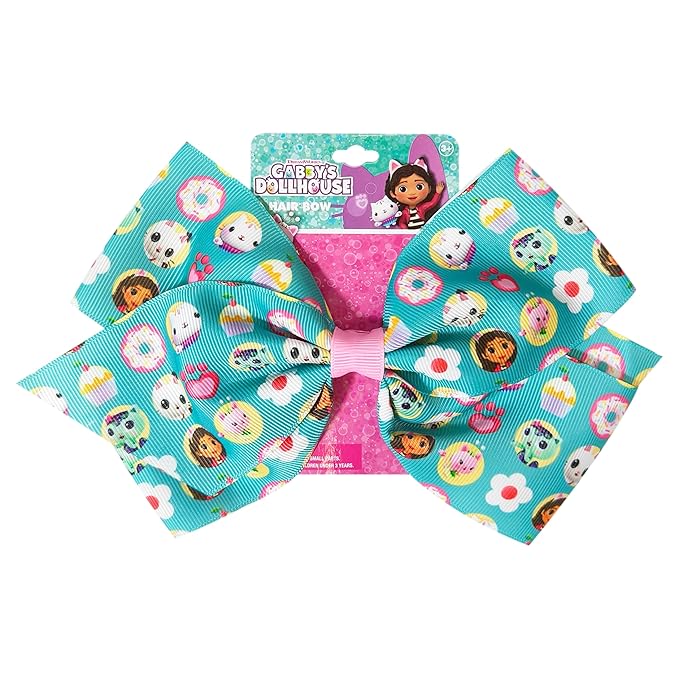 LUV HER Gabby's Dollhouse Single Hair Bow For Girls - One Large Printed Hair Bow Featuring Gabby's Favorite Characters - Alligator Clip - Hair Bows for Daily Styling or Special Occasion, Ages 3+