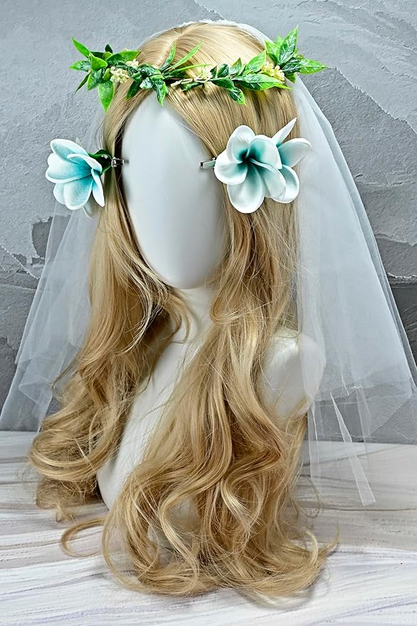 Pack of 2 Real Touch Flowers Hawaiian Flower Hair Clips Plumeria Hibiscus Hair Clips Handmade Hair Accessories for Beach Wedding Bridal Party Mother's Day Women Girls Holiday Gifts (c-827, 2pcs)