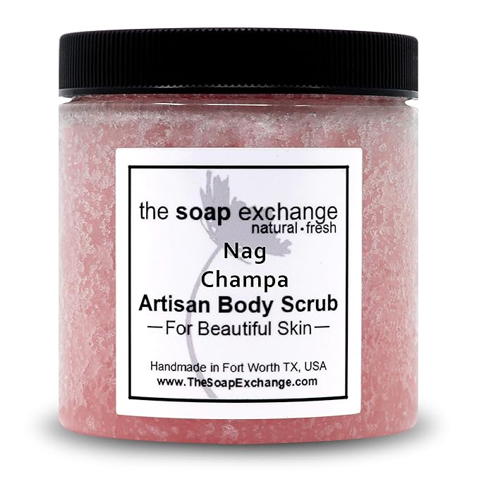 The Soap Exchange Sugar Body Scrub - Nag Champa Scent - Hand Crafted 16 fl oz / 480 ml Natural Artisan Skin Care, Shea Butter, Exfoliate, Moisturize, & Protect. Made in the USA.