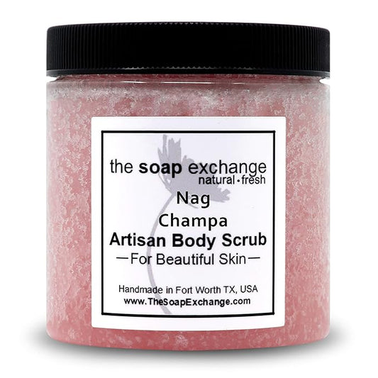 The Soap Exchange Sugar Body Scrub - Nag Champa Scent - Hand Crafted 16 fl oz / 480 ml Natural Artisan Skin Care, Shea Butter, Exfoliate, Moisturize, & Protect. Made in the USA.