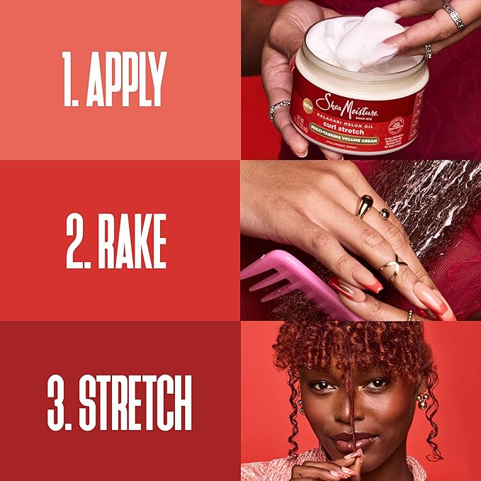 SheaMoisture Curl Stretch Multi-tasking Volume Cream Kalahari Melon Oil and a Tropical Vacation Scent With Hydrating Hyaluronic Serum, Defines Type 4 Curls For Days 11 Fl Oz