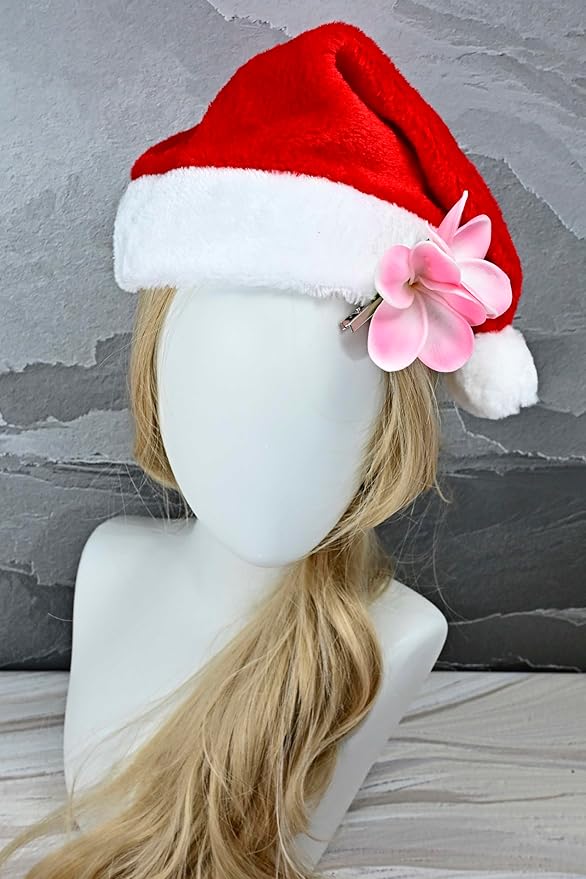 Pack of 2 Real Touch Flowers Hawaiian Flower Hair Clips Plumeria Hibiscus Hair Clips Handmade Hair Accessories for Beach Wedding Bridal Party Mother's Day Women Girls Holiday Gifts (c-817, 2pcs)