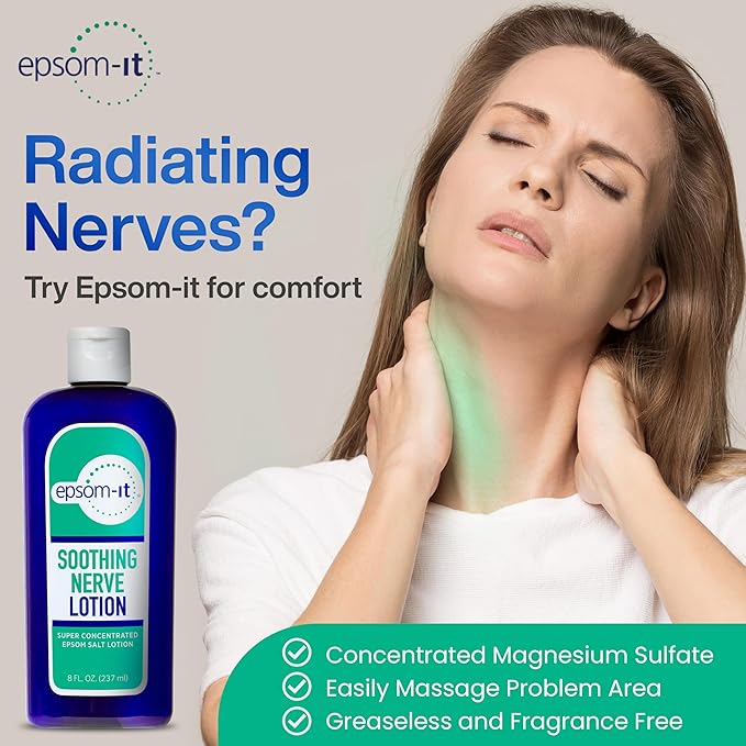 Epsom-It Soothing Nerve Lotion - Epsom Salt Magnesium Lotion, Topical Magnesium Cream with Capsaicin & Arnica to Provide Comfort for Legs, Knee and Feet, 8.0 oz., 4-Pack
