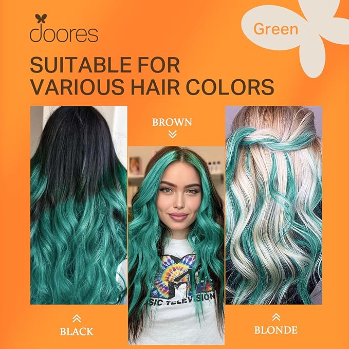 DOORES I Tip Extensions, Teal Green 16 Inch 25g, Straight Hair Extensions, Green Real Hair Extensions