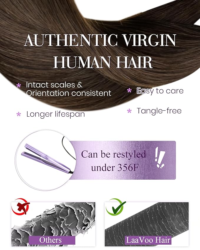 LaaVoo K Tip Hair Extensions Real Human Hair U Tip Extension Human Hair Medium Brown Brown Ktip Human Hair Extension Brown 18" 50g 50s